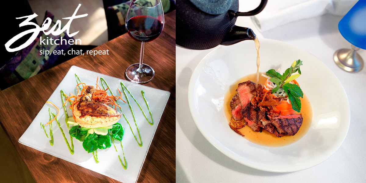 Advertising Photographer Brian Yungblut shoots at restaurant Table Top to show Dinner Service and Wine for Website Advertising